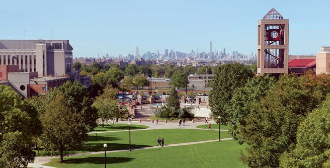 Aerial Campus photo, Manhattan skyline