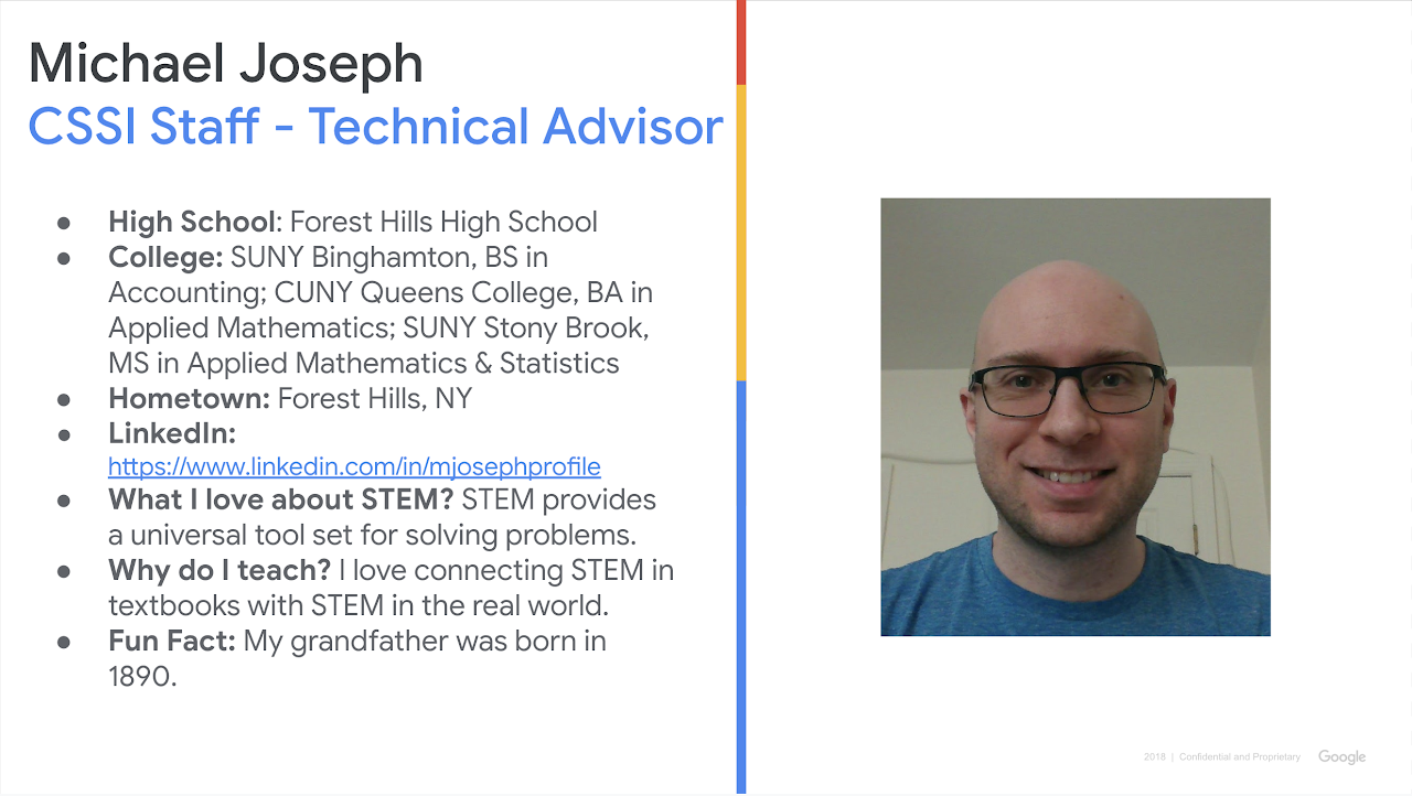 Michael Joseph. CSSI Staff – Technical Advisor