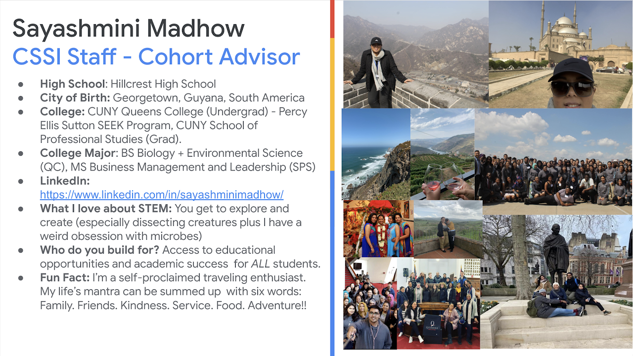 Sayashmini Madhow. CSSI Staff – Cohort Advisor.