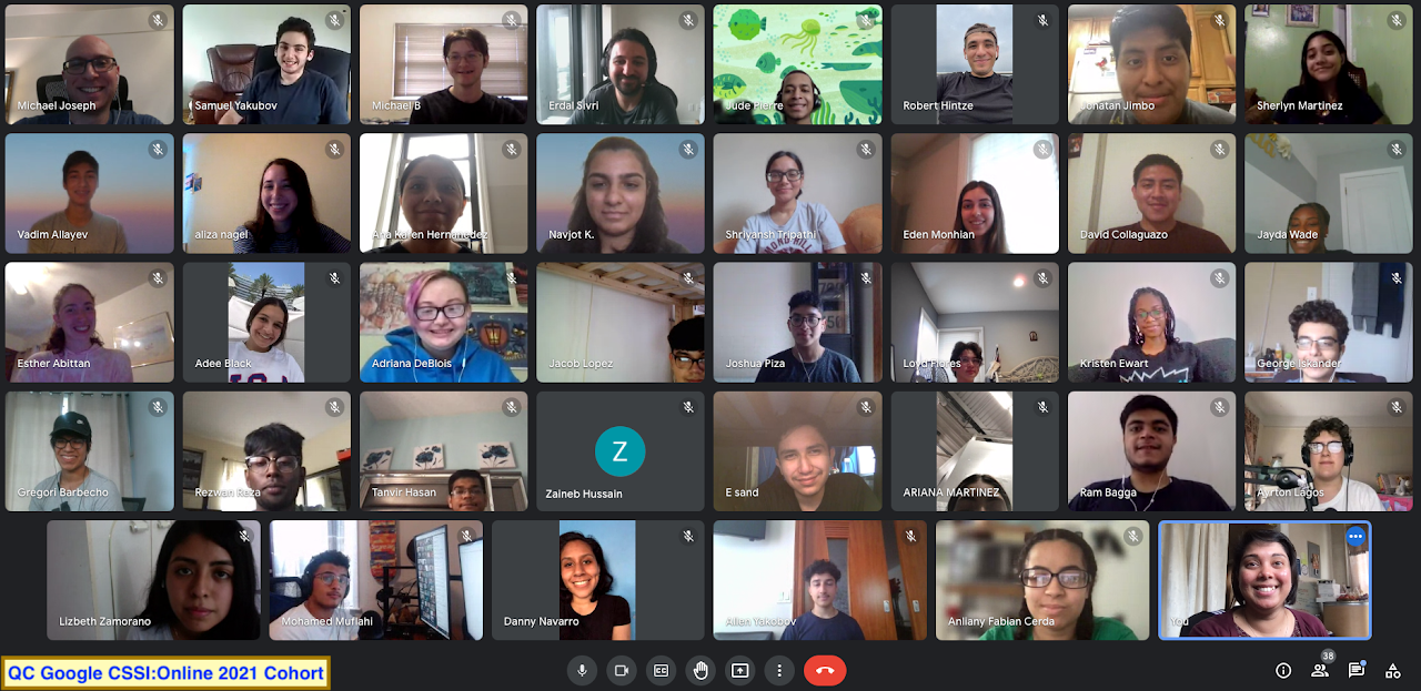 Screenshot of participants from QC Google CSSI: Online 2021 Cohort.
