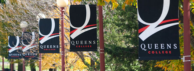 Queens College Banners Outdoors.