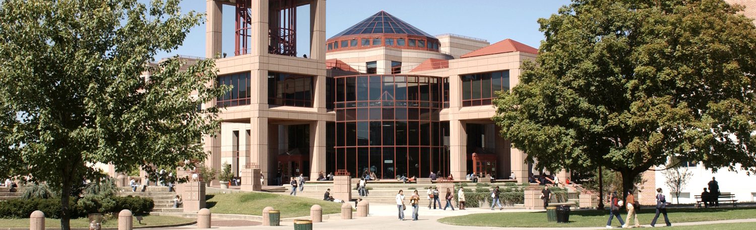 The outside view of the Benjamin S. Rosenthal Library.
