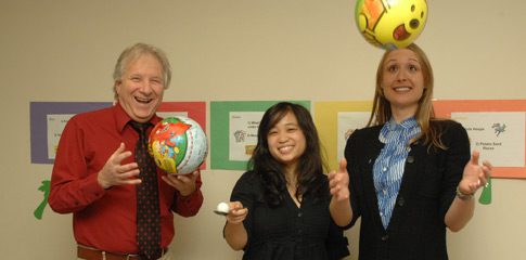 Queens College Distinguished Professor of Psychology Jeffrey Halperin, far left, and colleagues from his AD/HD treatment study program, Carol Yoon, center, and Jocelyn Curchack.