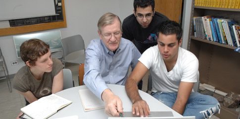George Hendrey with students: Elizabeth Bisbee, Matthew Castro and Christopher Macropolous