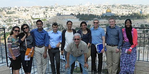 Nashwa (second from left) and her fellow scholars from the Ibrahim Foundation Leadership and Dialogue Project visit Israel.