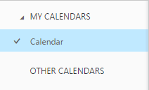 A closeup screencap of the “My Calendars” navigation.