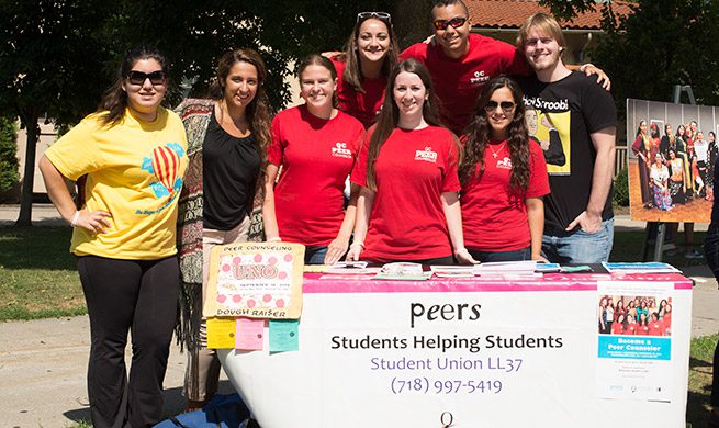 A group of students for “Peers, Students Help Students” on Club Day Fall 2014.