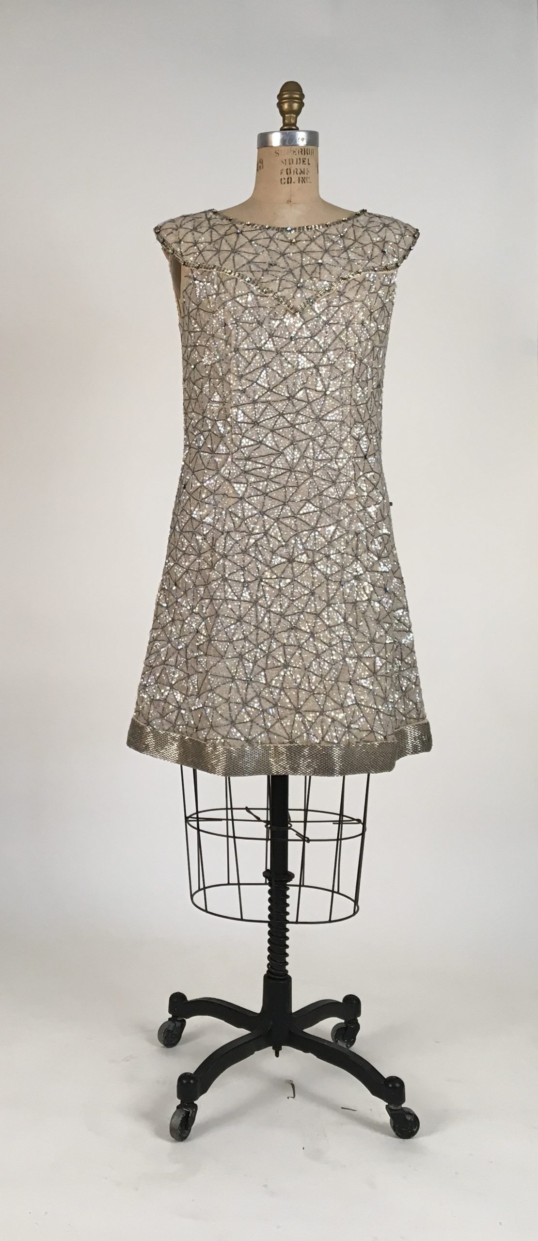 3 60s COUTURE 1960s silver mini dress.