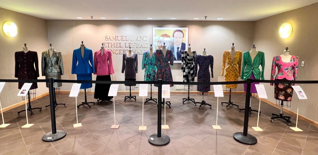 An exhibit of garments of the 1980s.