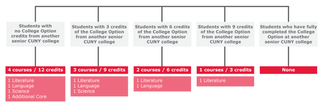 College Option Requirements by Courses Completed