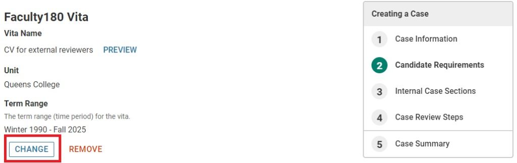 Screenshot of Candidate Information page.