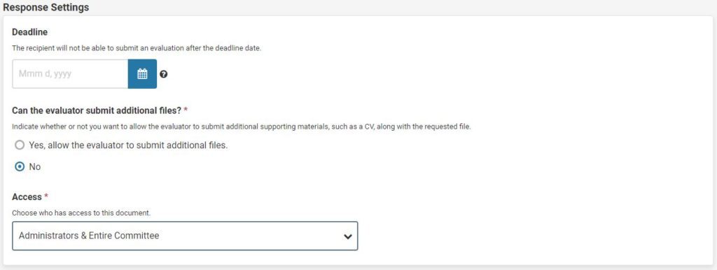 Screenshot of External Evaluation Request.