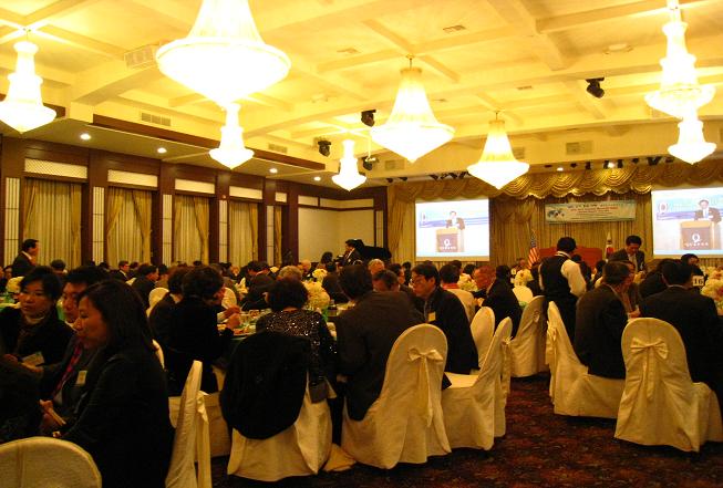 Groups of people sitting at tables and chairs during The Third Annual Gala for RCKC.