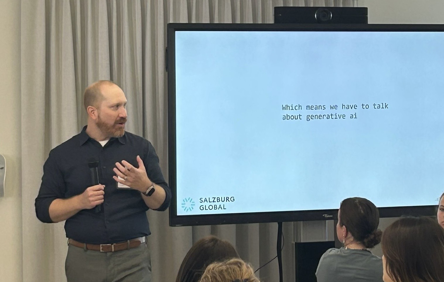 Jamie Cohen speaks at the Salzburg Media Academy
