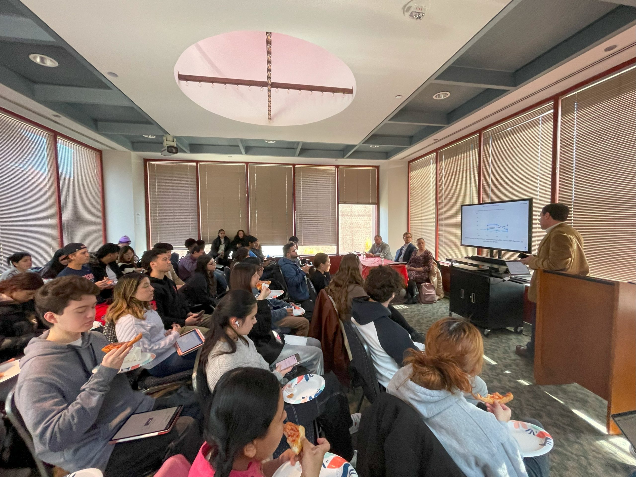 Standing room only at the Electoral Reform panel in the Fall with speakers Bart Haggerty (NYC Board of Elections), Fulvia Vargas-De León (LatinoJustice), and Kevin Morris (Brennan Center Democracy Program).