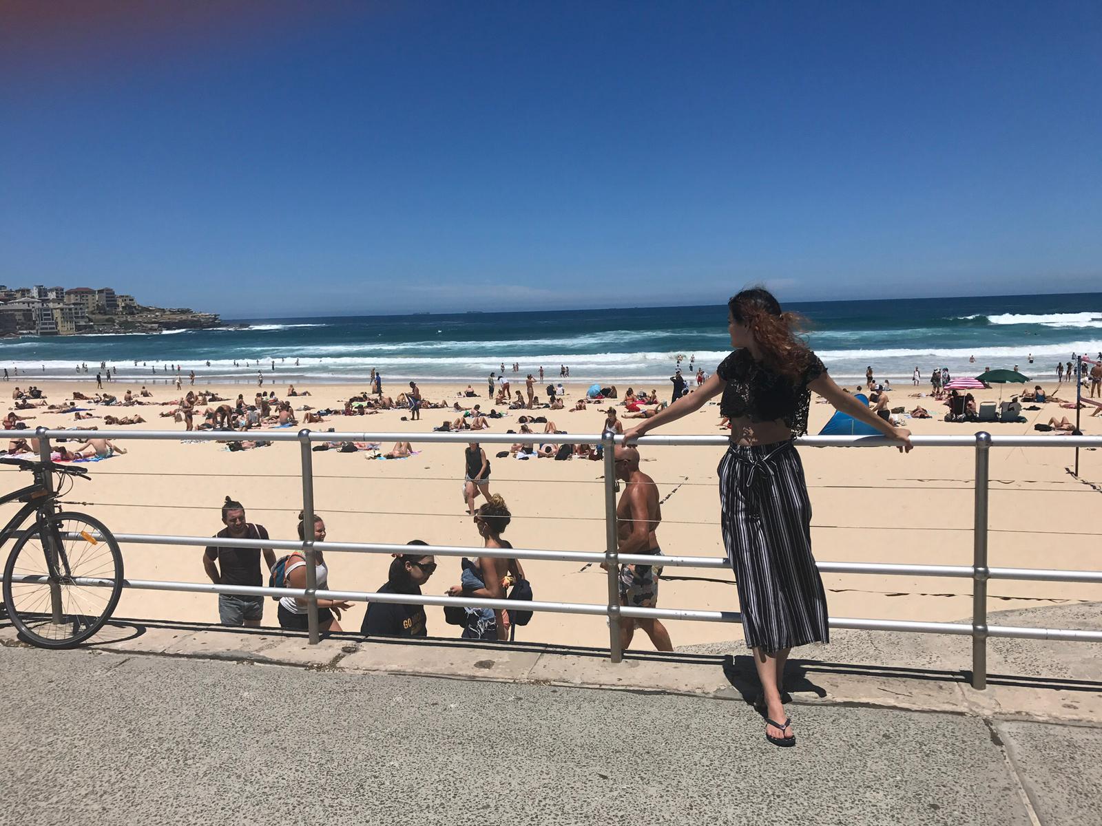 AUSTRALIA_Anna in front of Beach Scenic picture of Florence Italy.