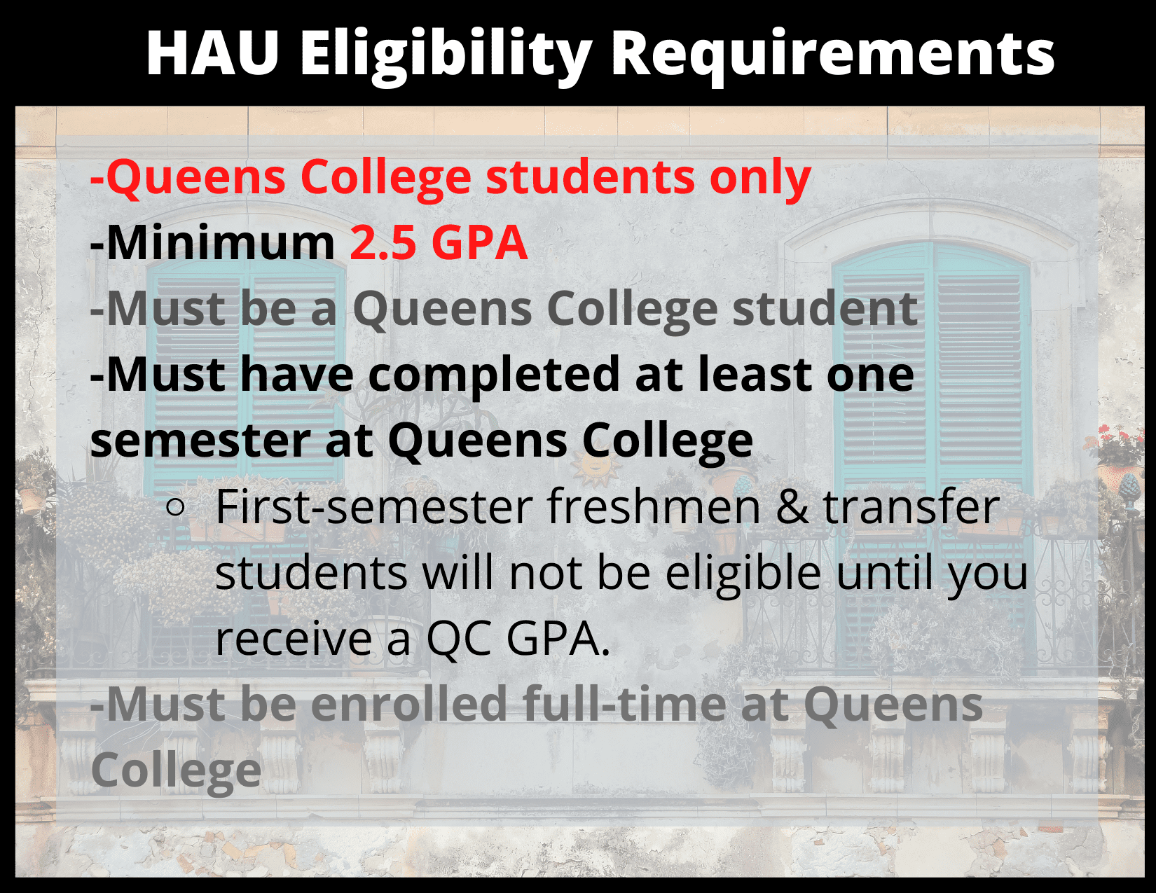 HAU Greece Eligibility Requirements