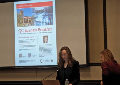 Caitlin King presents to a full room.