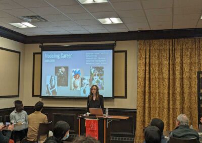 Caitlin King presents to a full room.