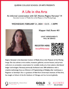 A Life in the Arts with Regina Harsanyi Flyer