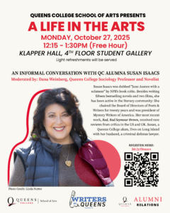 A Life in the Arts with Susan Isaacs flyer