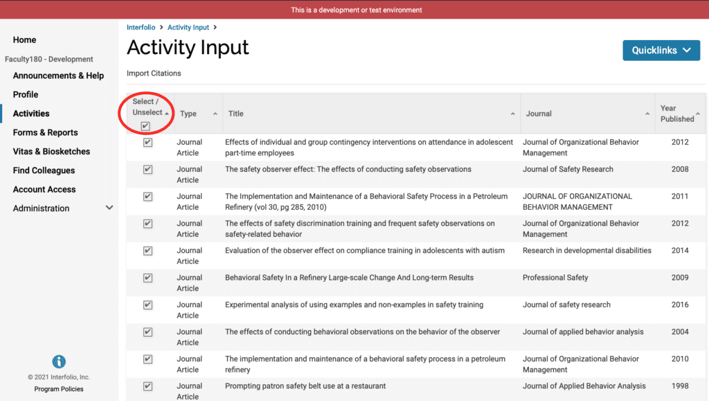 Select/Unselect Screenshot with the select/unselect circled in red.