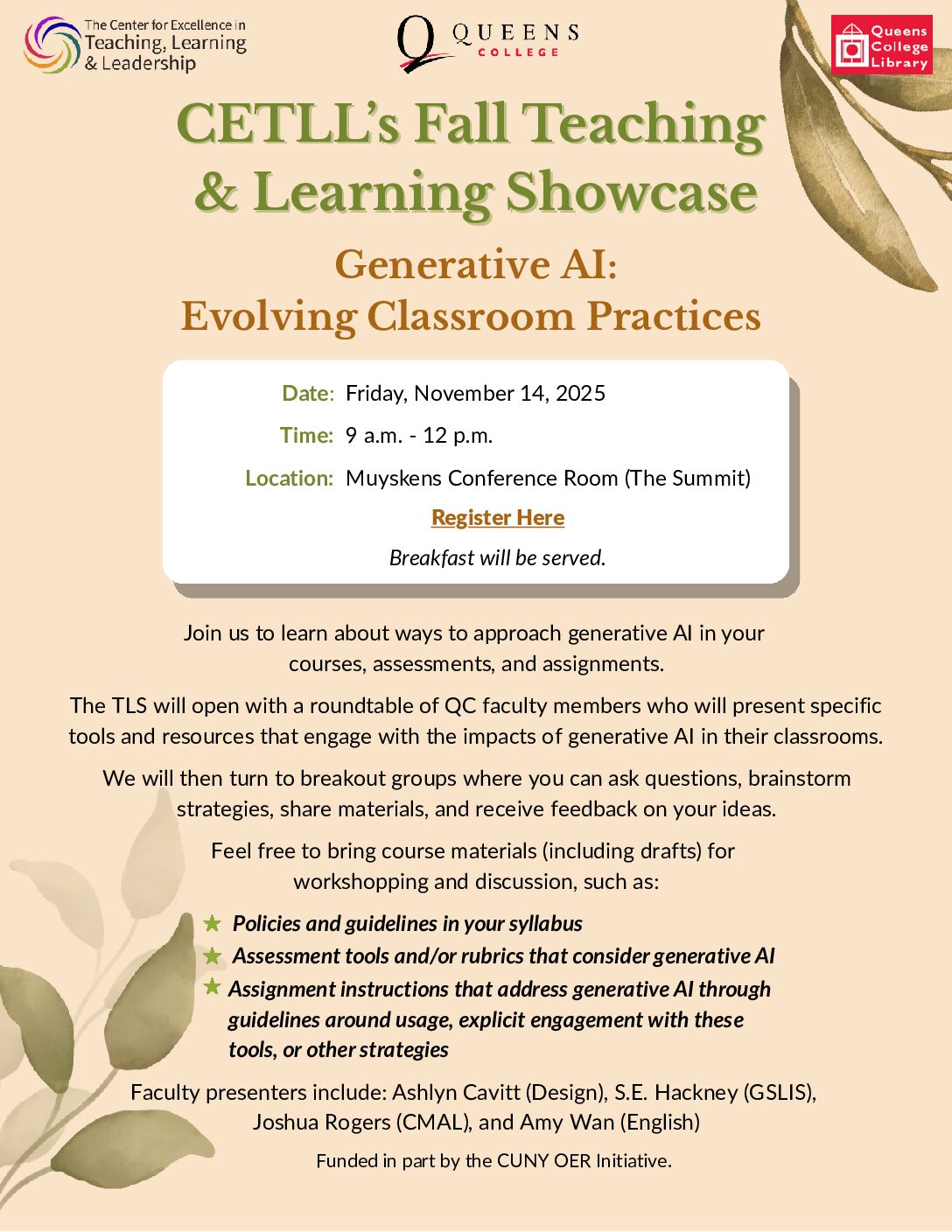 Flyer for the Fall 2025 Teaching and Learning Showcase.