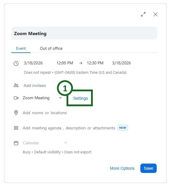 Accessing Zoom meeting settings.
