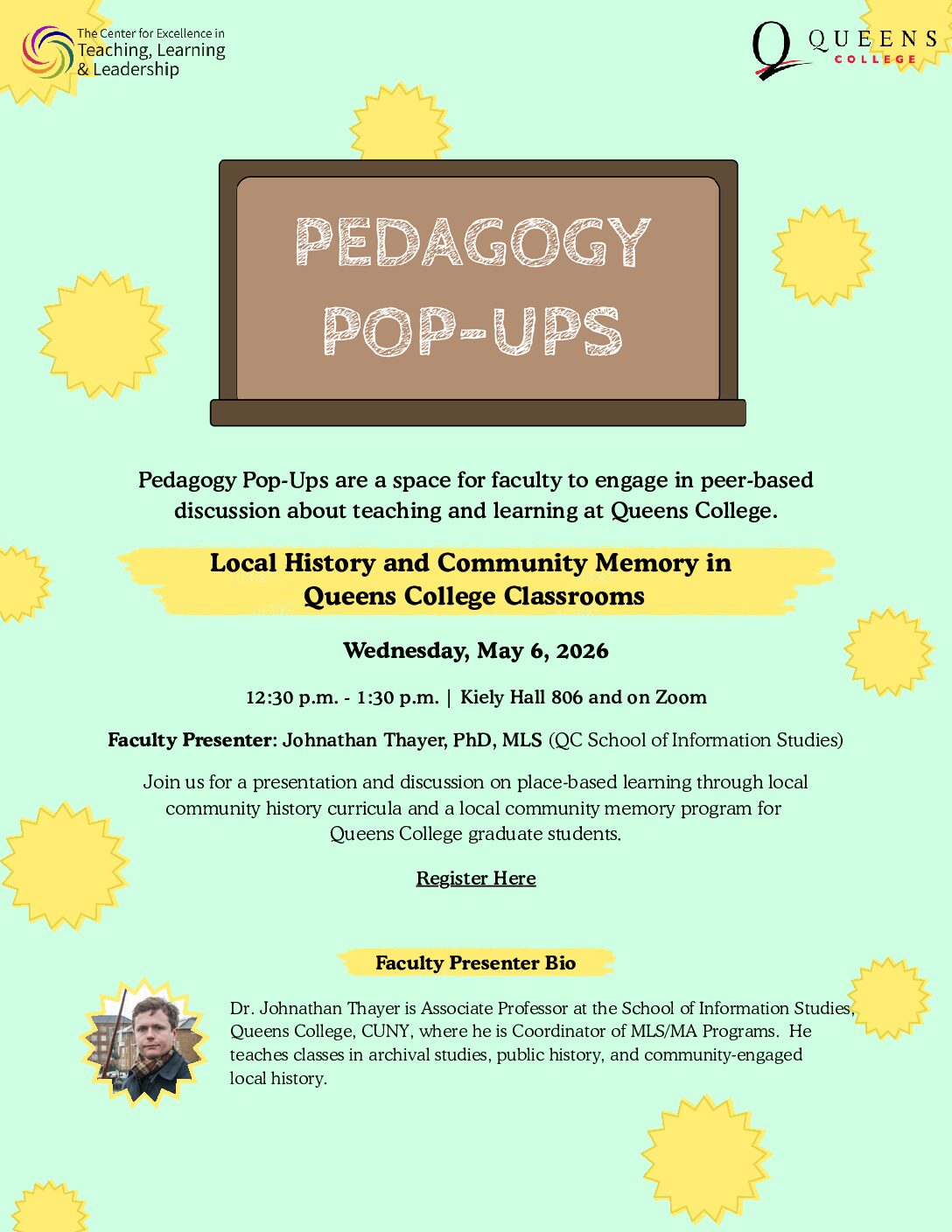 Flyer CETLL Pedagogy Pop Local History and Community Memory in Queens College