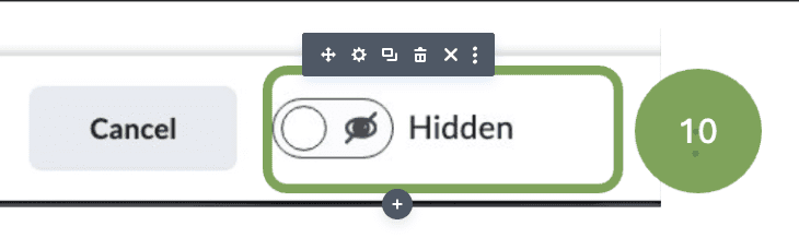 Highlighted Hidden button on New Assignments Page