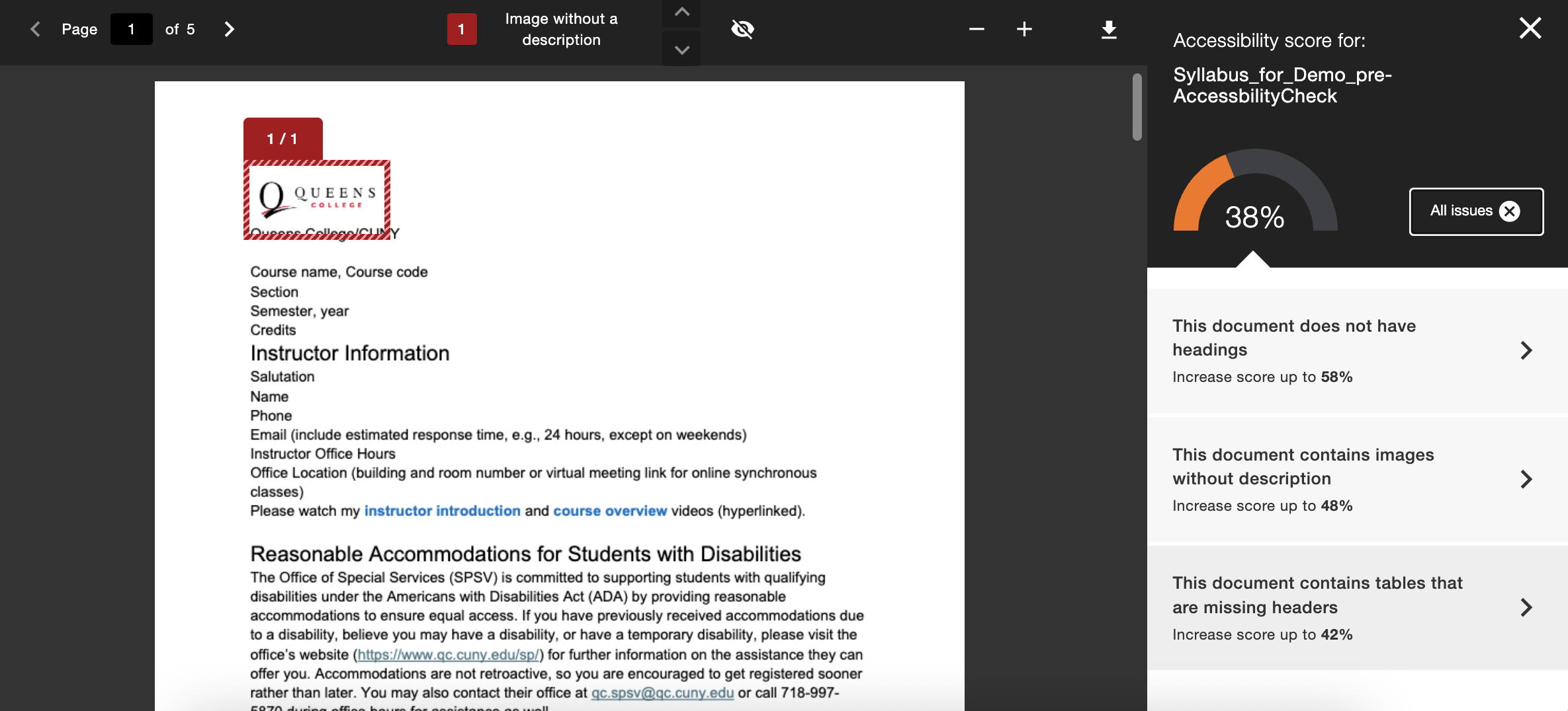 The Word document's other issues are listed.