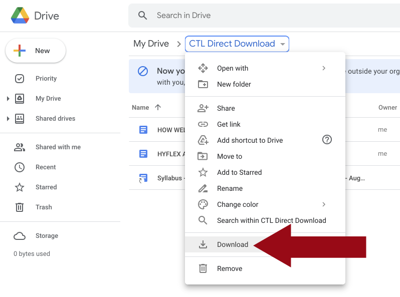 Click on Download in the drop-down menu