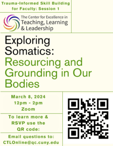 Exploring Somatics: Resourcing and Grounding in Our Bodies Flyer