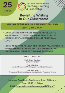 Revisiting Writing in Our Classrooms: Giving Feedback in a Meaningful and Nurturing Way Flier