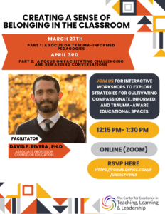 Creating A Sense of Belonging in The Classroom flyer
