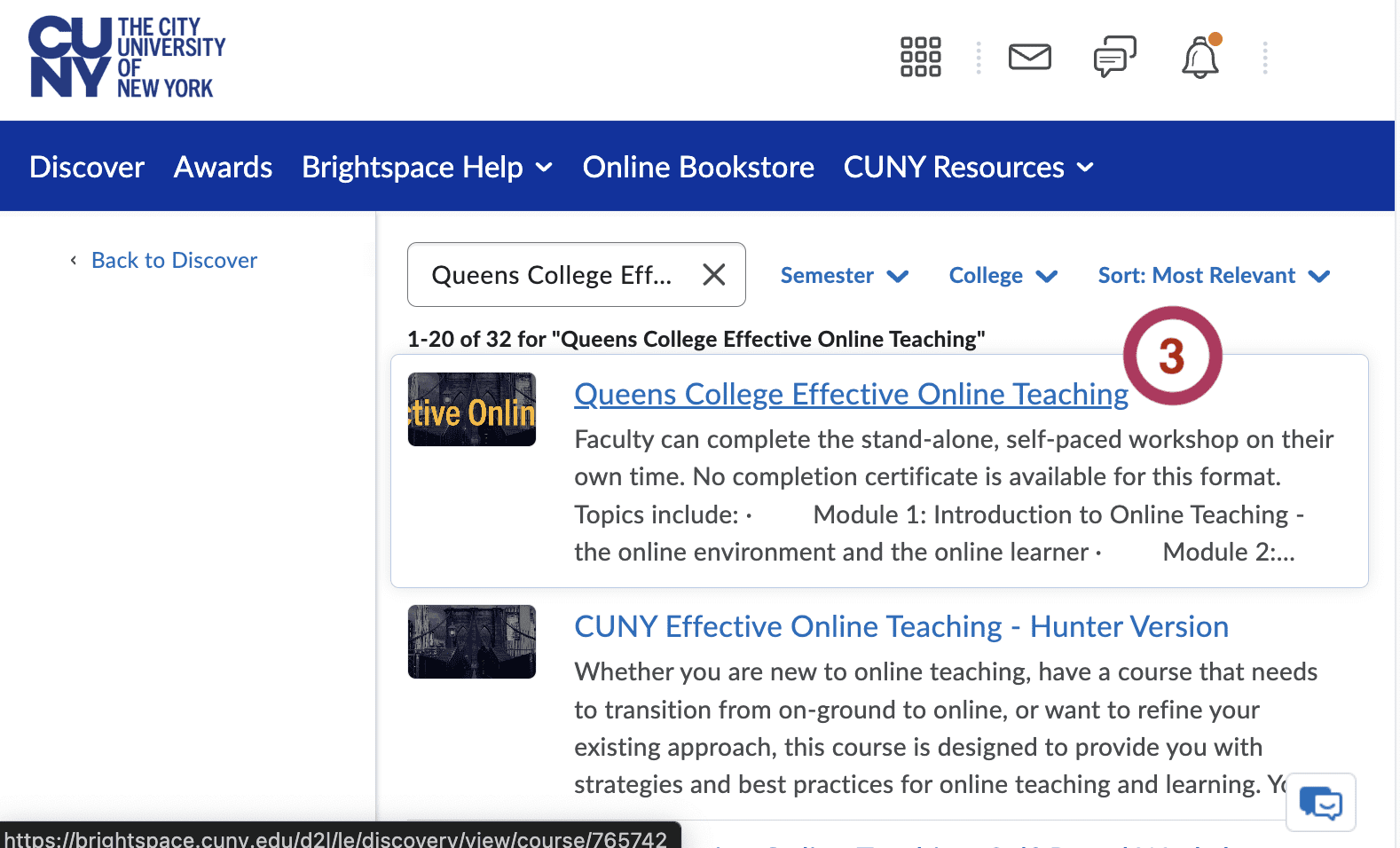 Clicking on Queens College Effective Online Teaching