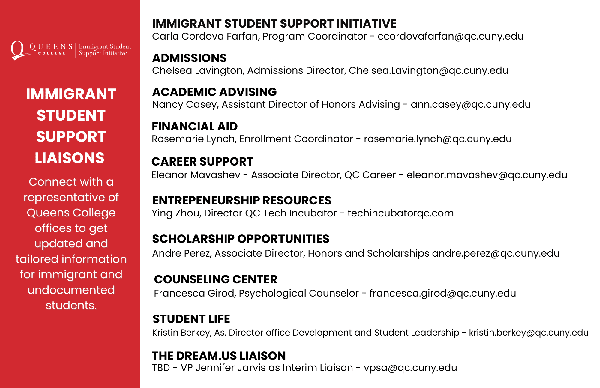 Immigrant Student Support Liaisons at Queens College
