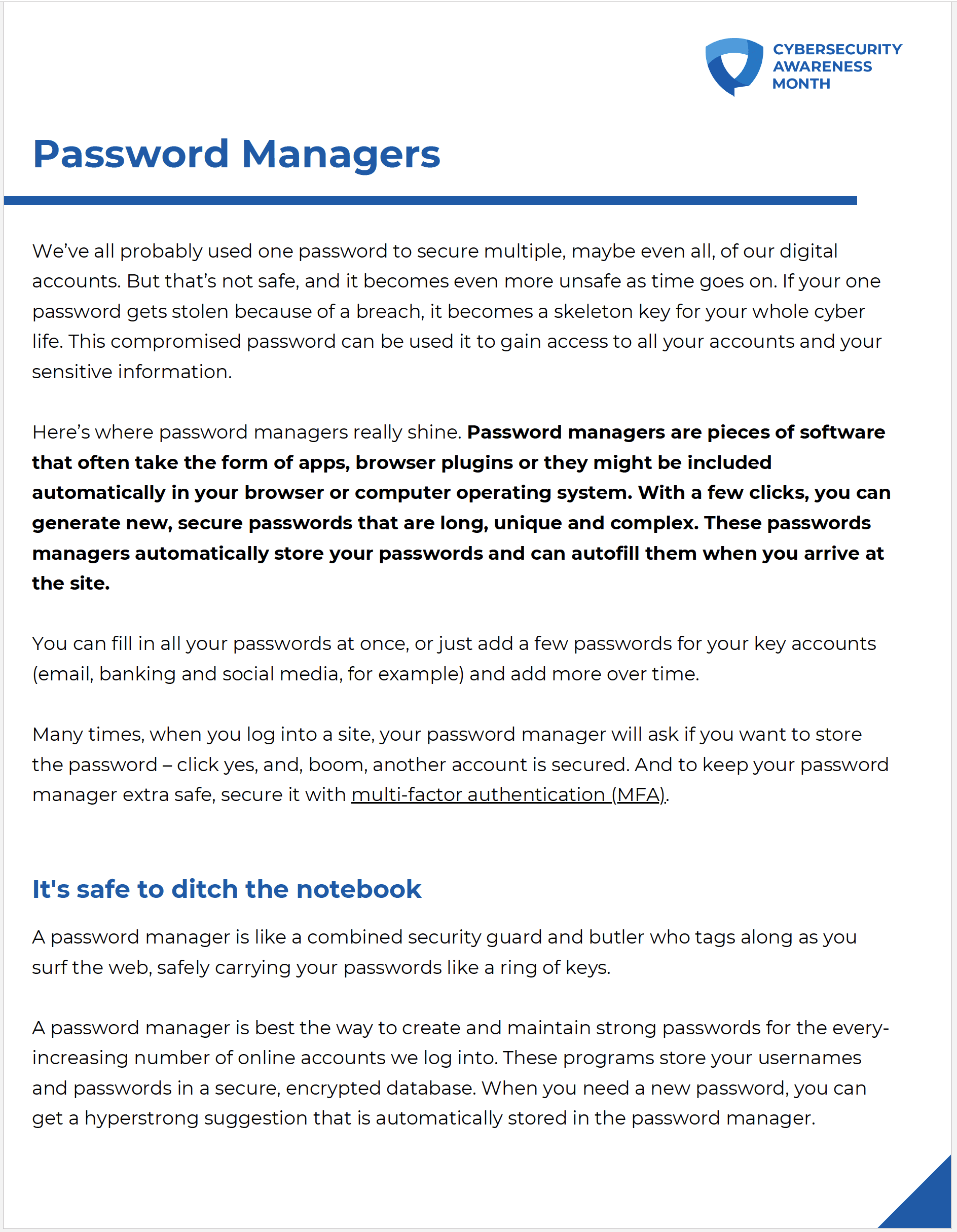 Thumbnail of Password Managers Tip Sheet