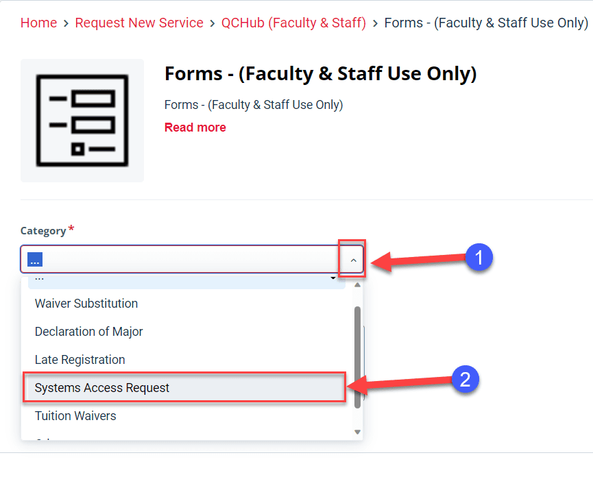 QCHUB form select pic
