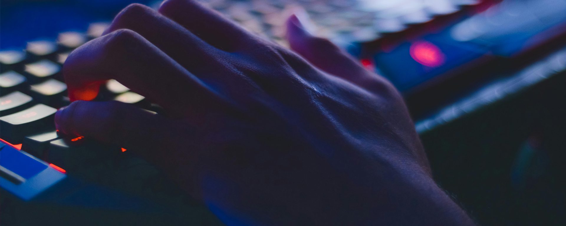 Cybersecurity Hand typing on keyboard.