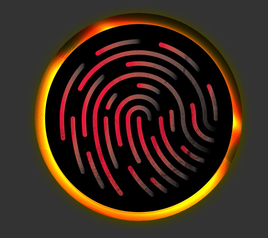 Digital fingerprint in a circle.