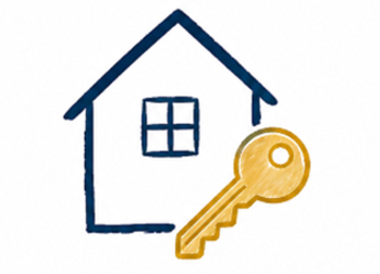 Week 1 – Lock your doors. Drawing of a house with a large key.