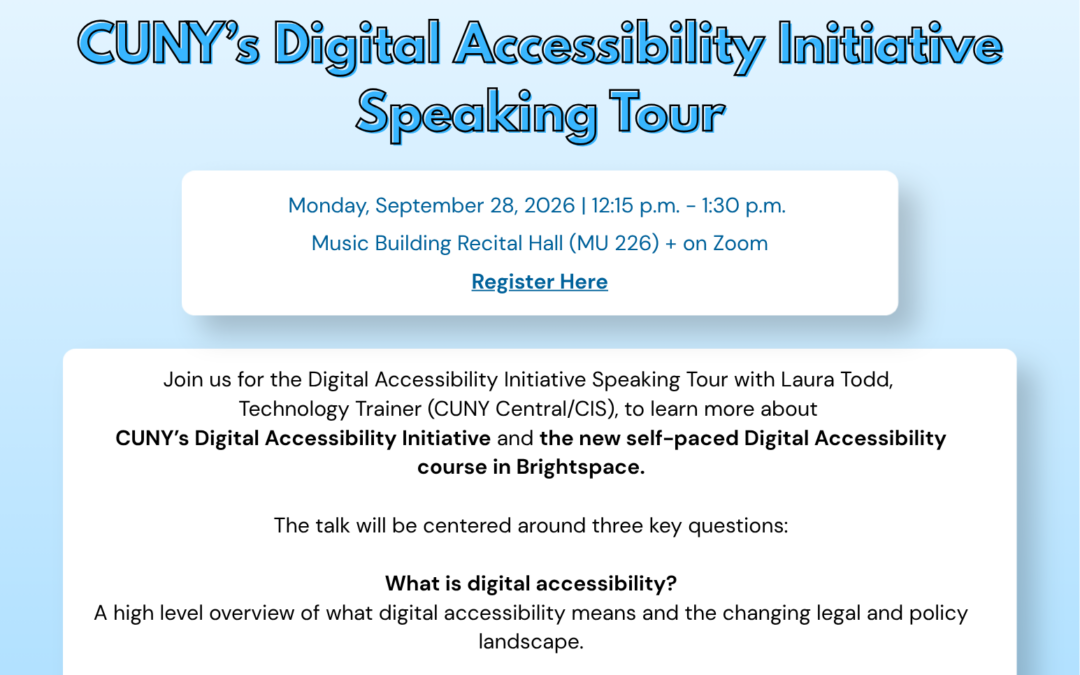 Join us for CUNY Digital Accessibility Initiative with Laura Todd